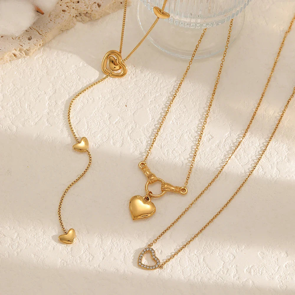 Collar Mora Corazón con Circonita | Conjunto 3 Piezas