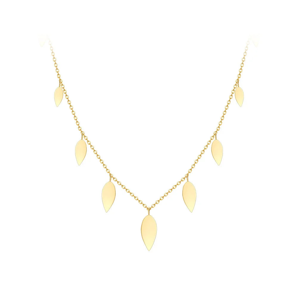 Collar Pétalo Flora con Colgantes de Gotas Doradas