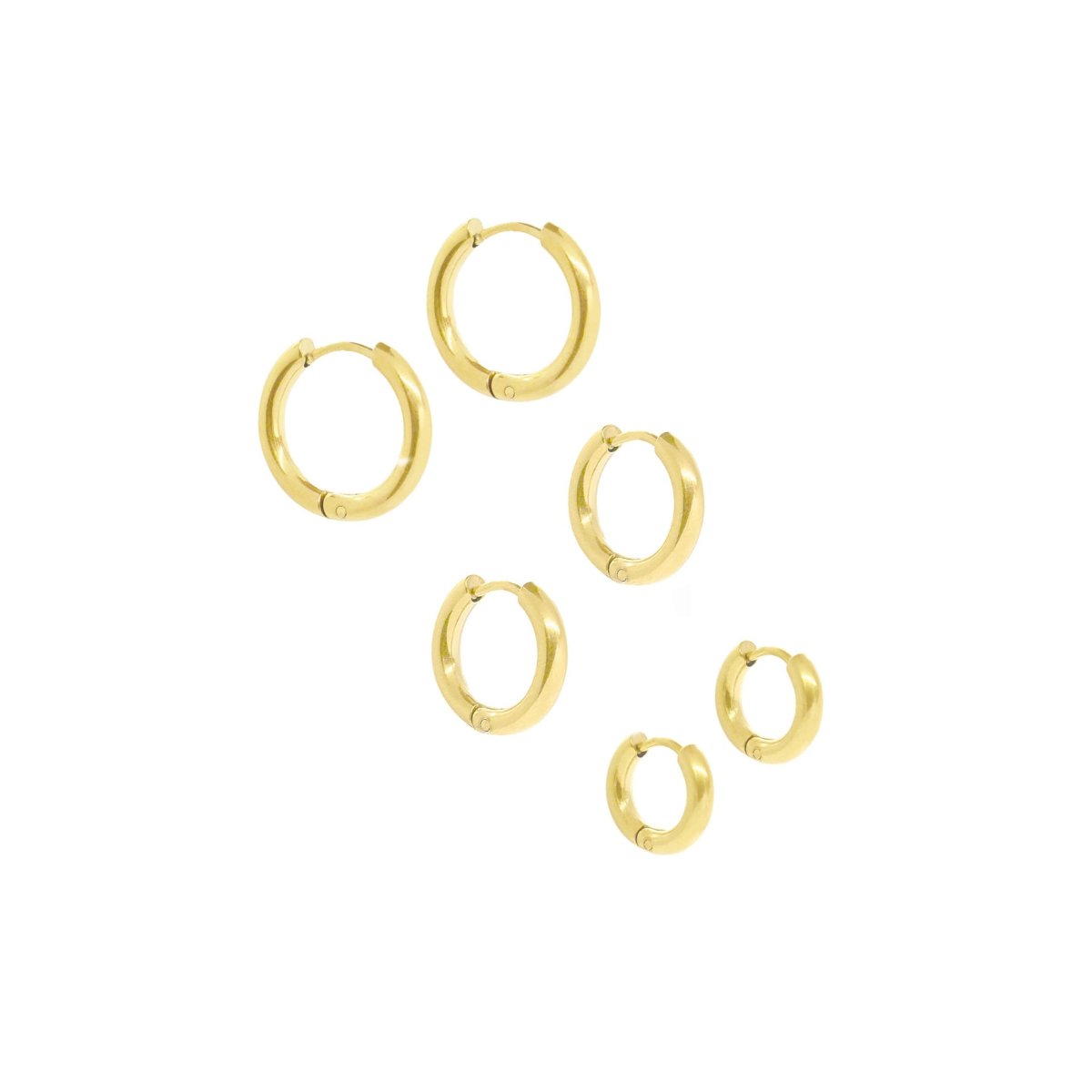 Pendientes de aro triples dorados