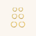 Pendientes de aro triples dorados